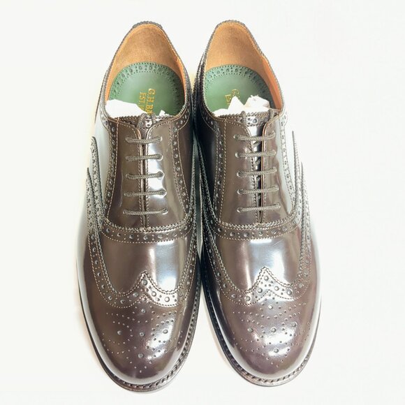 GH Bass Men\'s Monogram Wingtip Brogue Oxford Dress Shoes, Brown, 10.5, Pristine main image 7